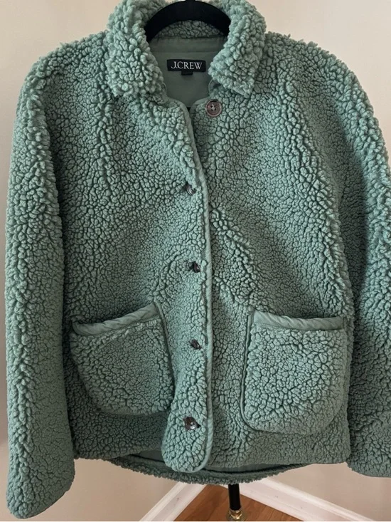 J. Crew Teddy Faux Sherpa Barn Jacket Size Small - Picture 2 of 9